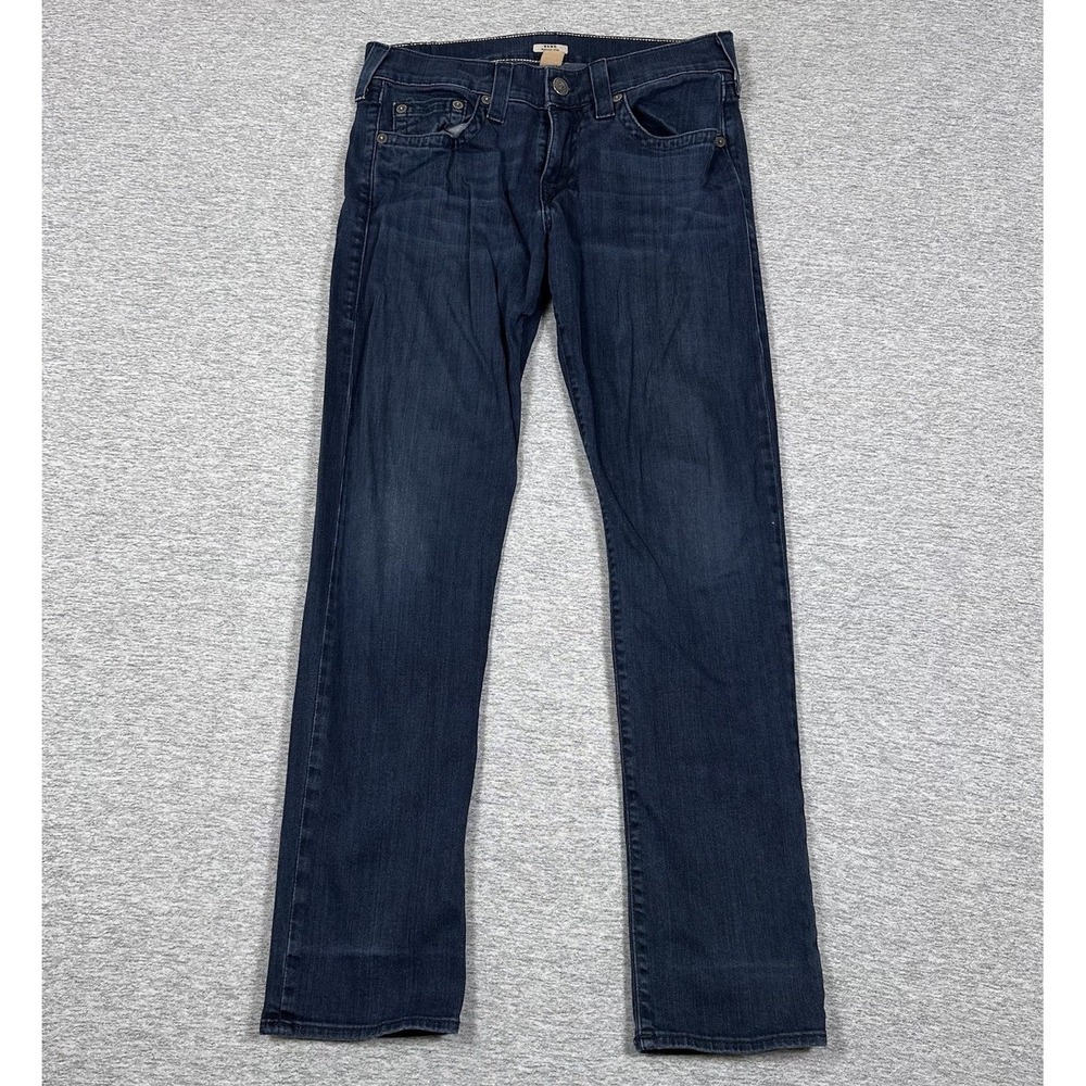 True Religion Jeans Mens 32x34 Blue Denim Geno Relaxed Slim Stretch USA Made